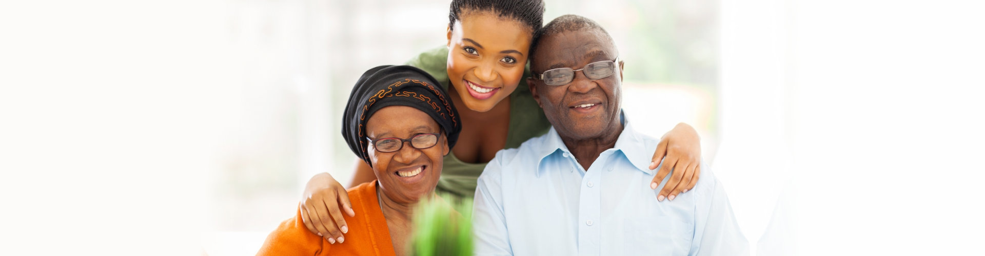 woman and senior couple smiling